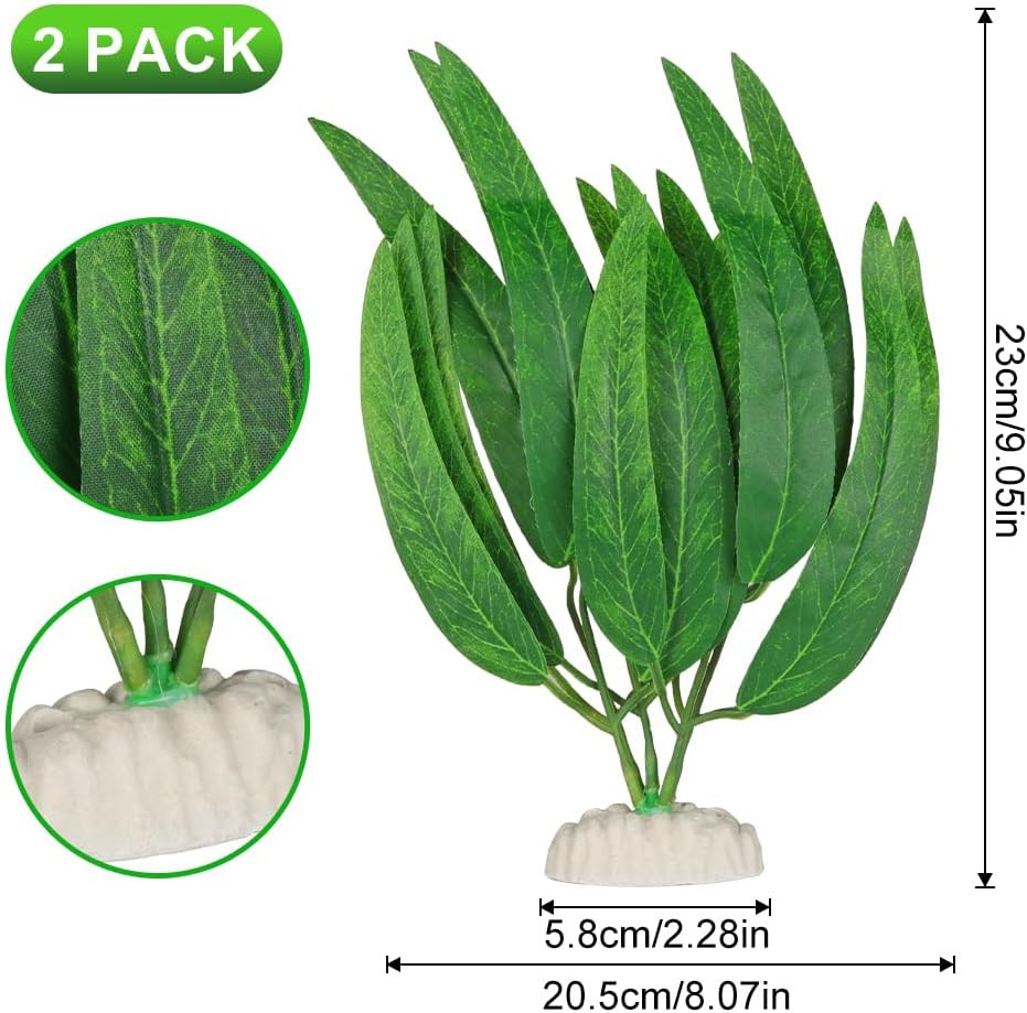 BEGONDIS 2Pcs Artificial Aquatic Plants Set – Lifelike Silk Fabric Leaves for A