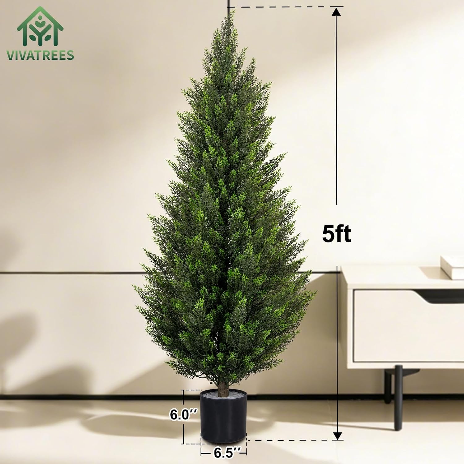 5FT Artificial Topiary Cedar Trees UV-Resistant Faux Evergreen Outdoor Plants