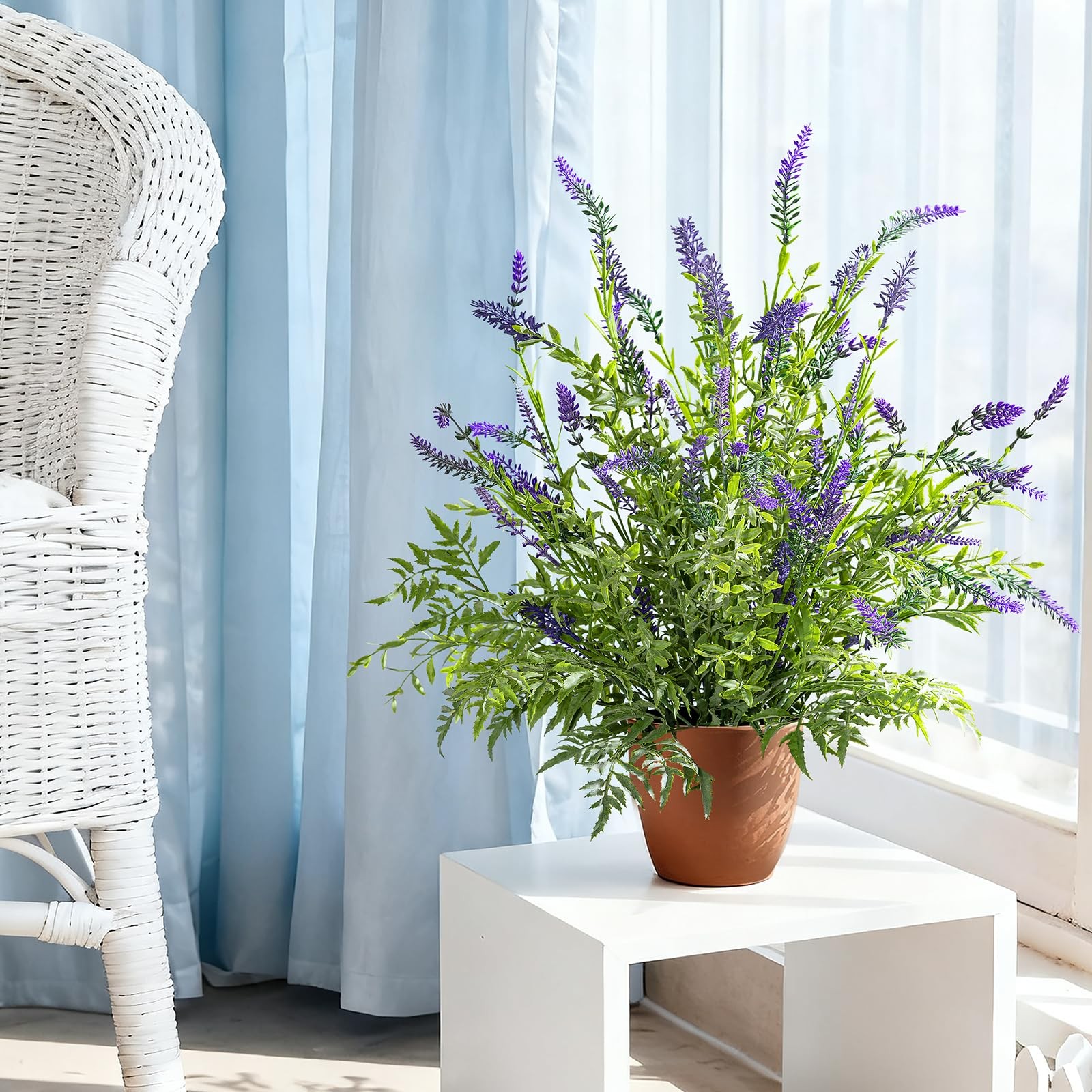 2 Pack Artificial Lavender Plants in Pots Artificial Potted Plants Fake Flowe…