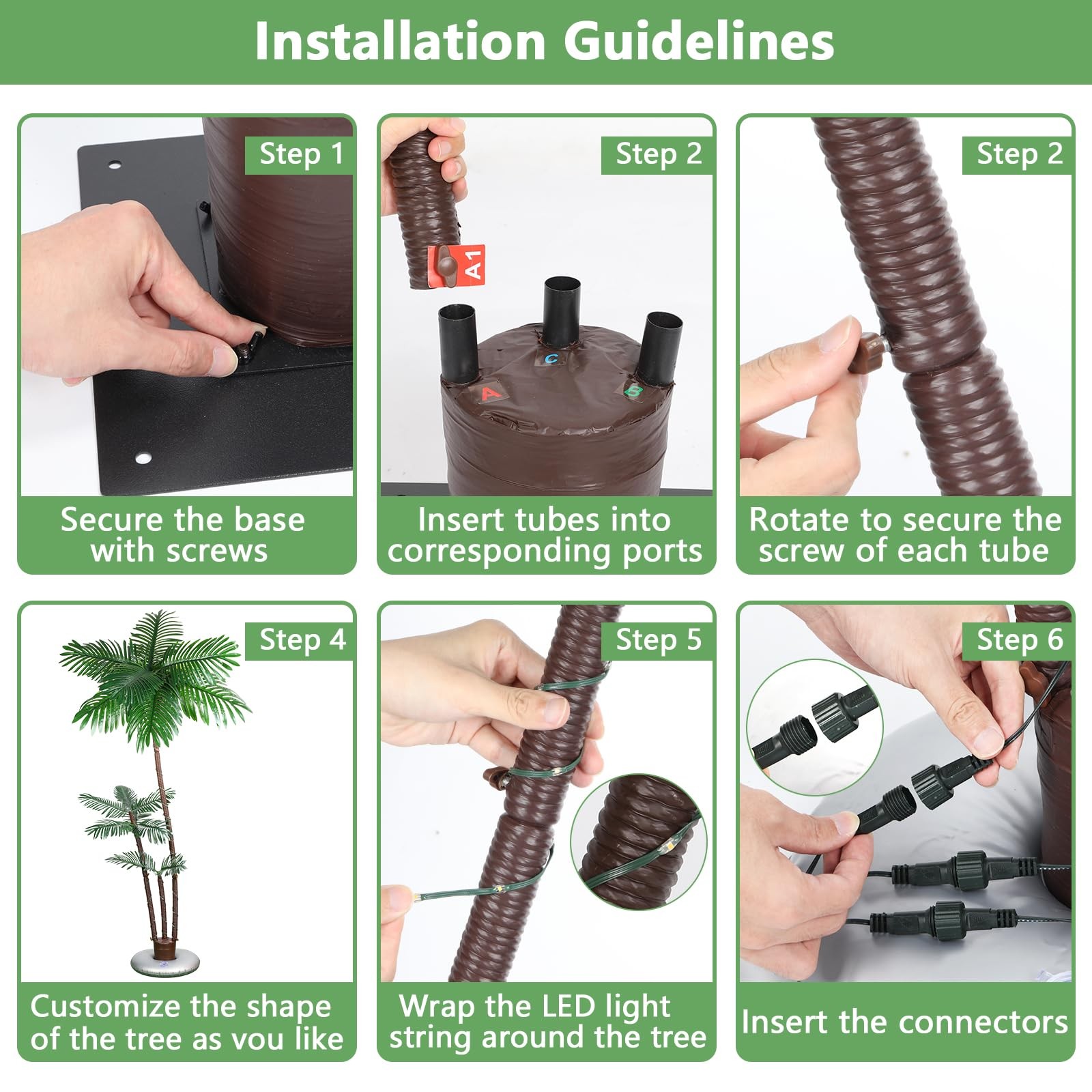 6FT LED Palm Tree Outdoor Indoor Waterproof Tropical Island Decor Tiki Poolside