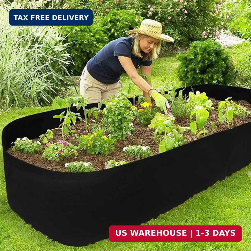 Fabric Raised Garden Bed, Raised Planters for Outdoor Plants, Rectangle Garden G
