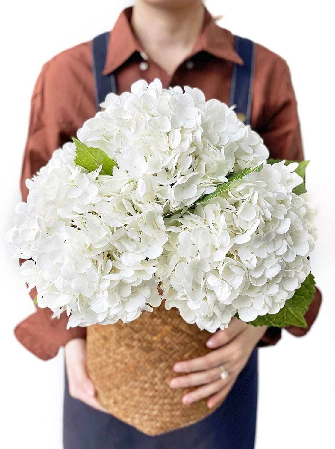 White Hydrangea Artificial Flowers, 3Pcs Large 21” Royal Real 3pcs,
