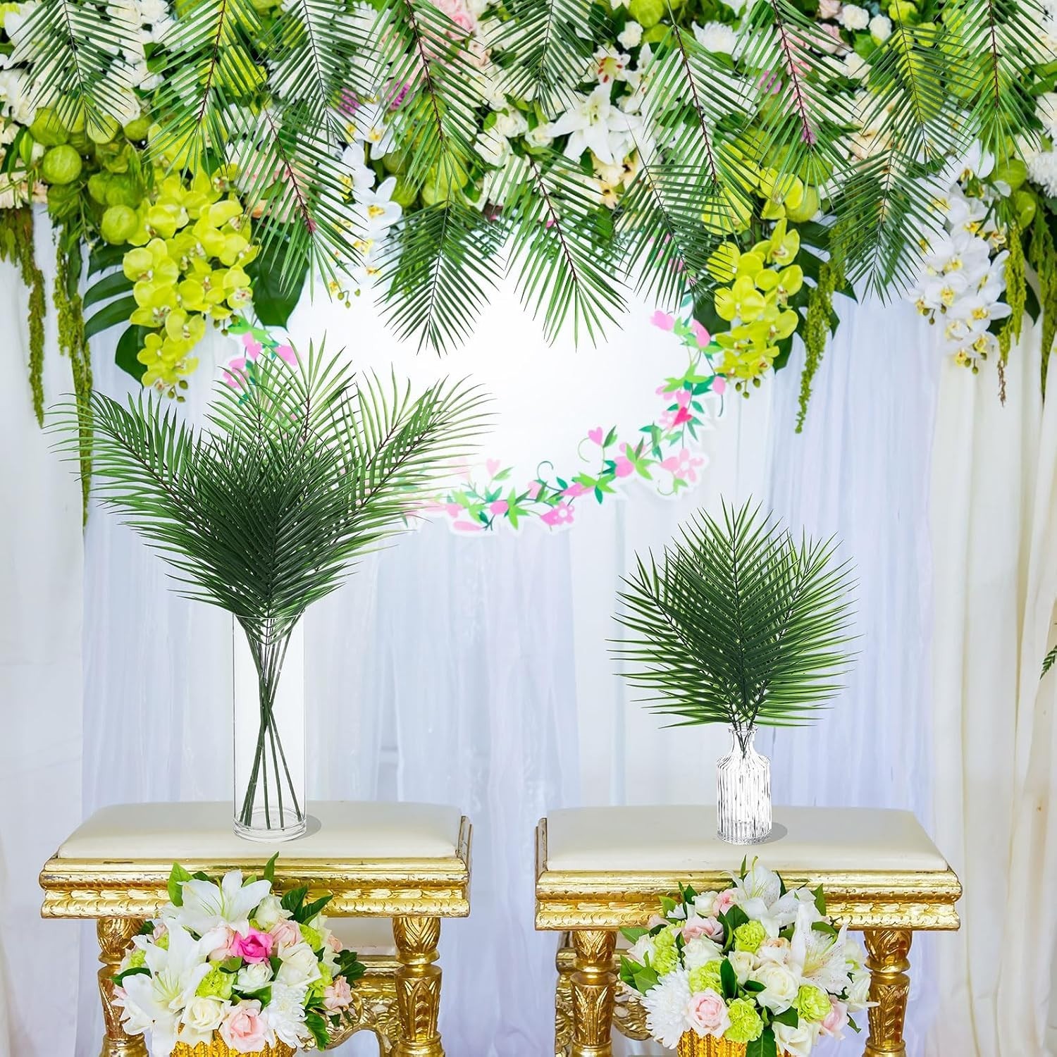 Sturdy 12-Piece Palm Leaf Set – 28.74″ & 15.35″ for Interior & Exterior Use