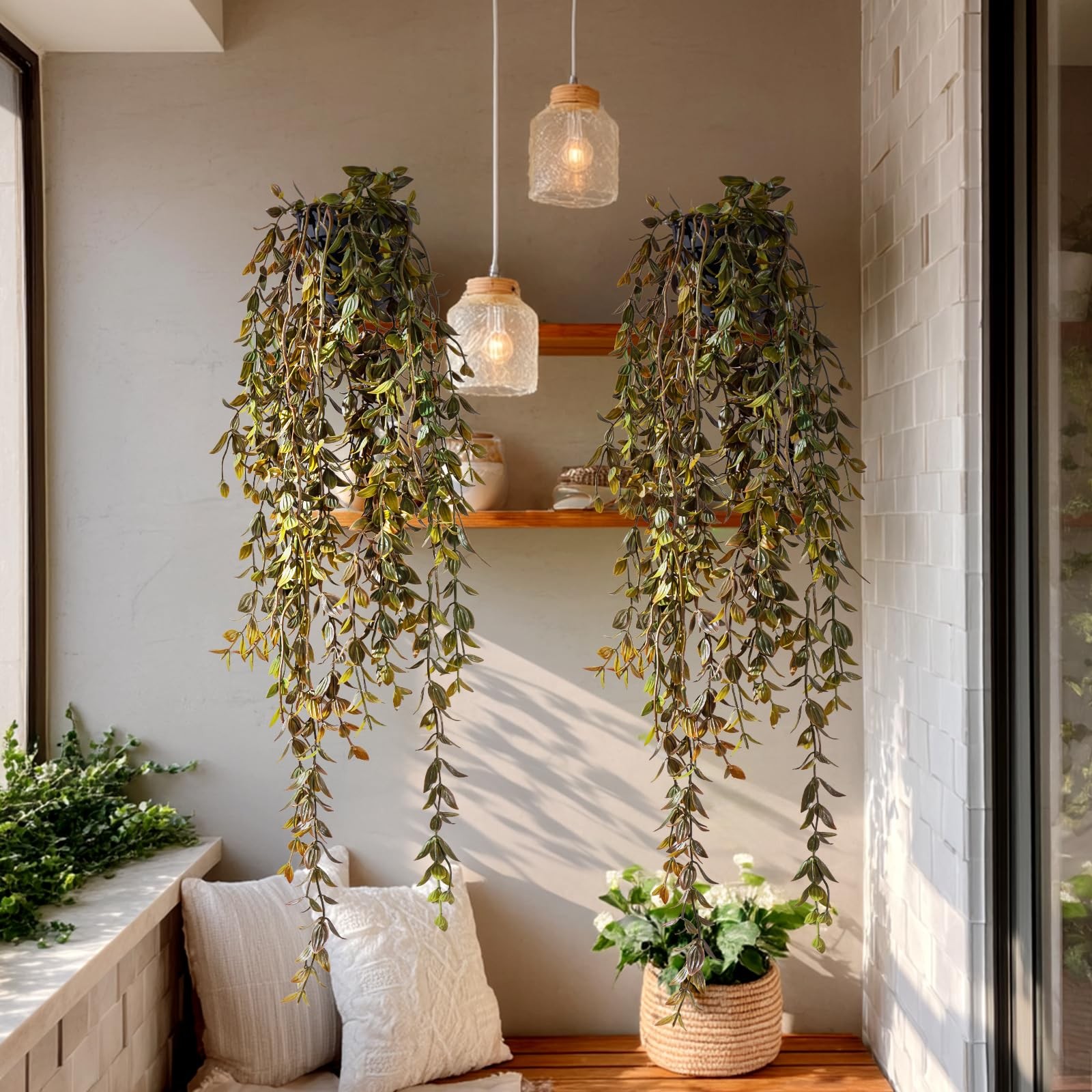 Artificial Hanging Plant 2 Pcs Faux Plant Ivy Vine Faux Eucalyptus Vines Fake…