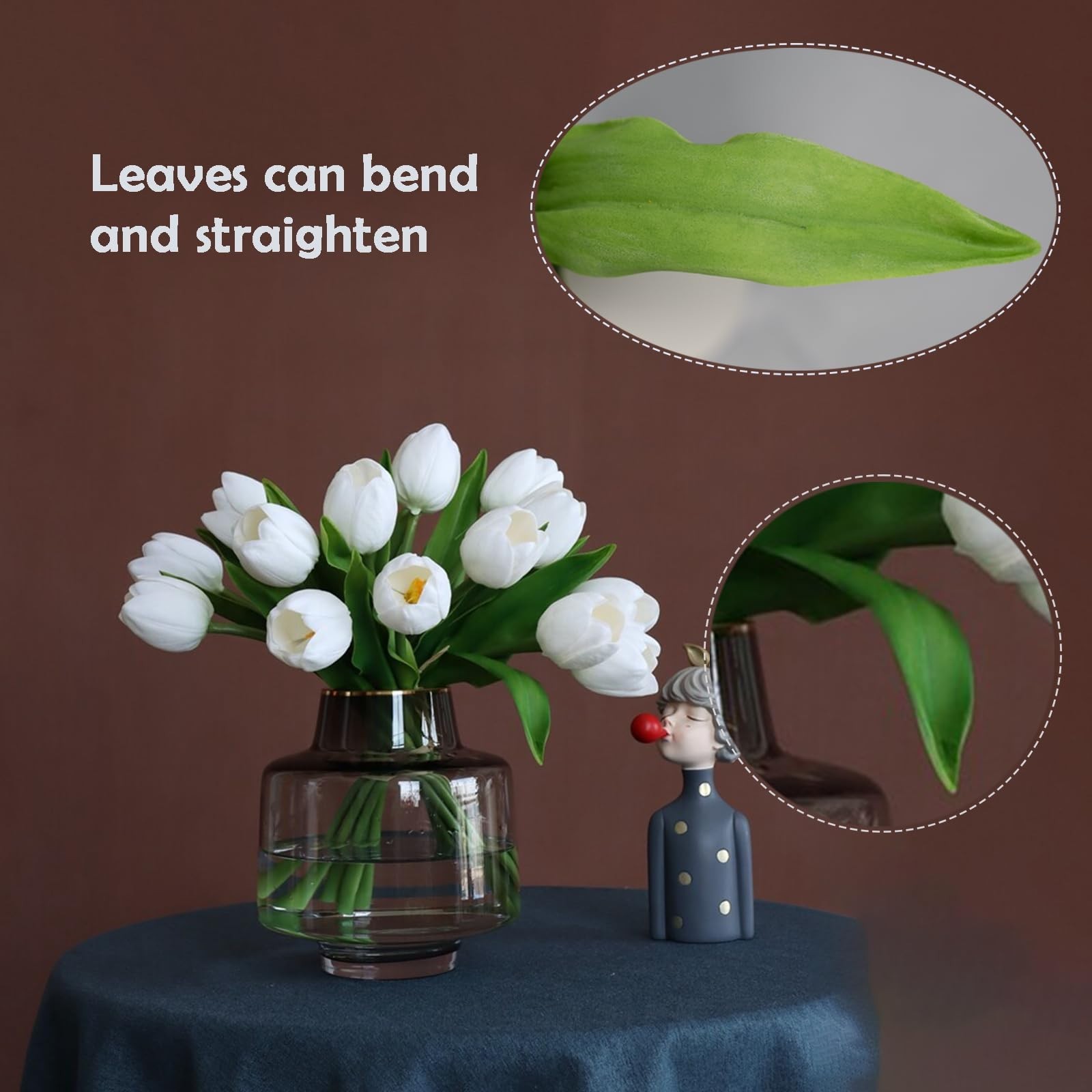 Luxury Artificial White & Green Tulip Flowers – 11pcs for Home, Wedding, Valenti