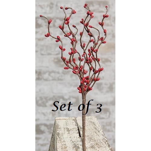 NEW PRIMITIVE Pip Berry Picks Stems 12″T RED Set of 3 Crafts Patriotic CHRISTMAS