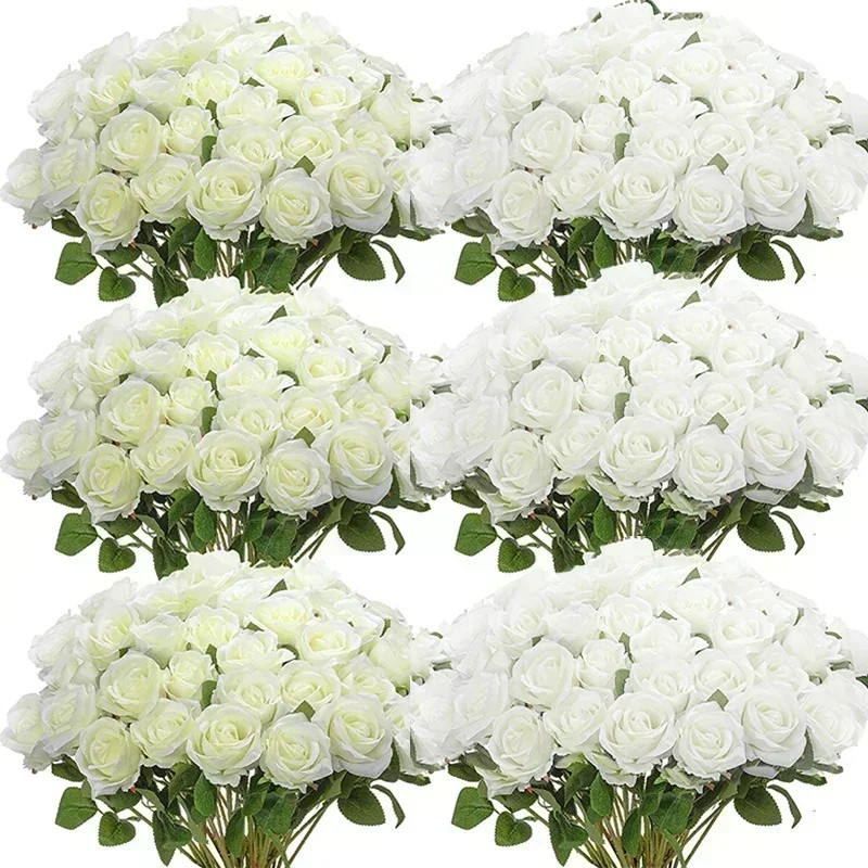 100pcs Artificial Silk Roses Fake Flowers Wedding Party Home Table Decor