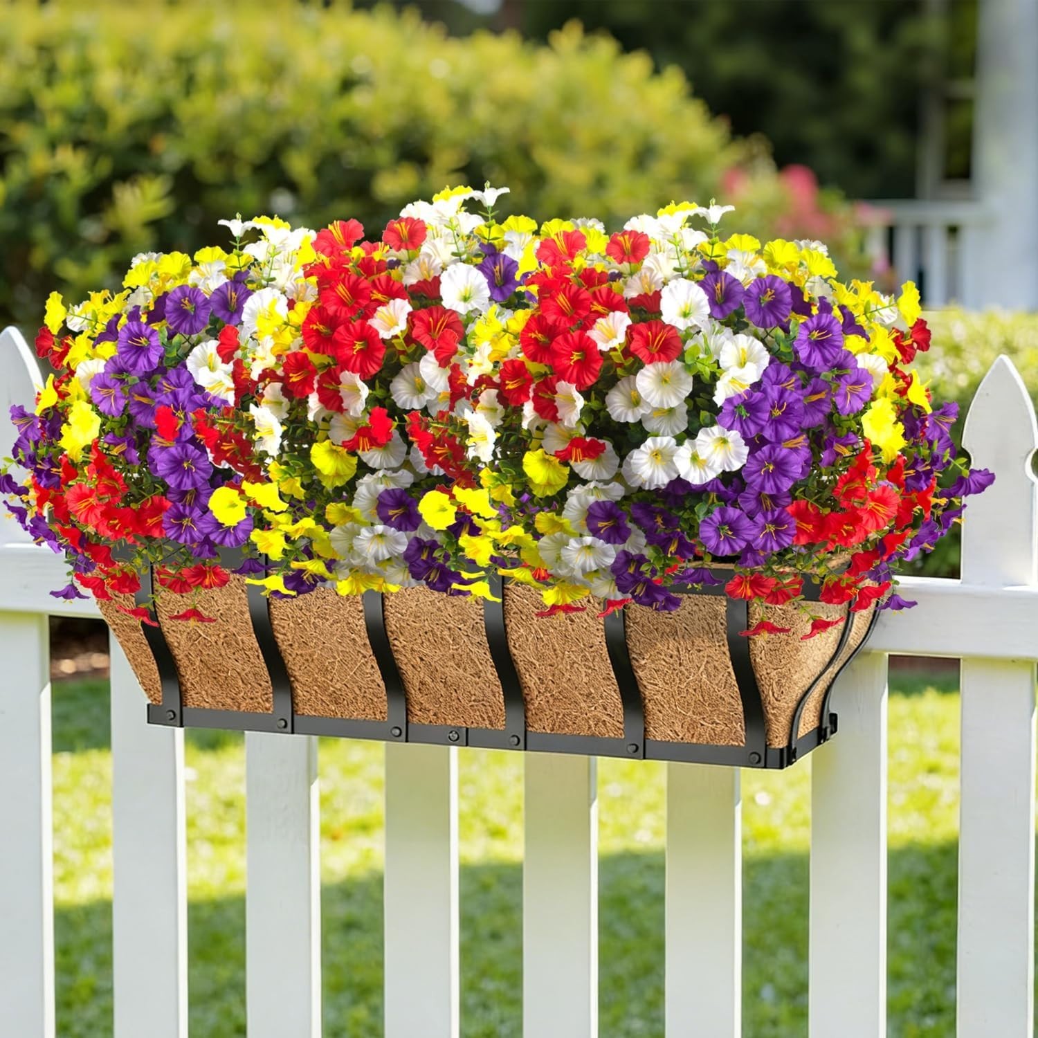 Artificial Morning Glory Flowers, 12 Bundles UV Resistant Fake Outdoor Flower…