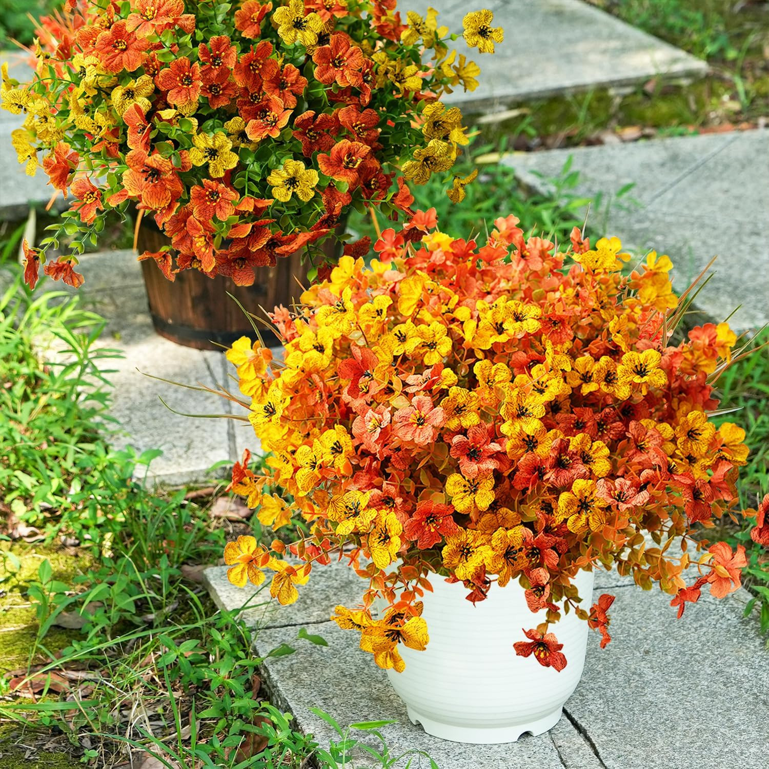 UV Resistant Artificial Flowers – 16 Bundle Realistic Faux Plants for Home Decor