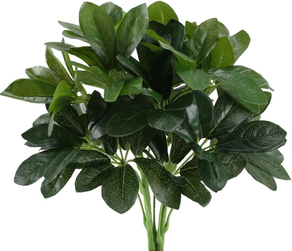 2 Pcs Artificial Schefflera Bushes Real Touch Faux Greenery for Home Office D…