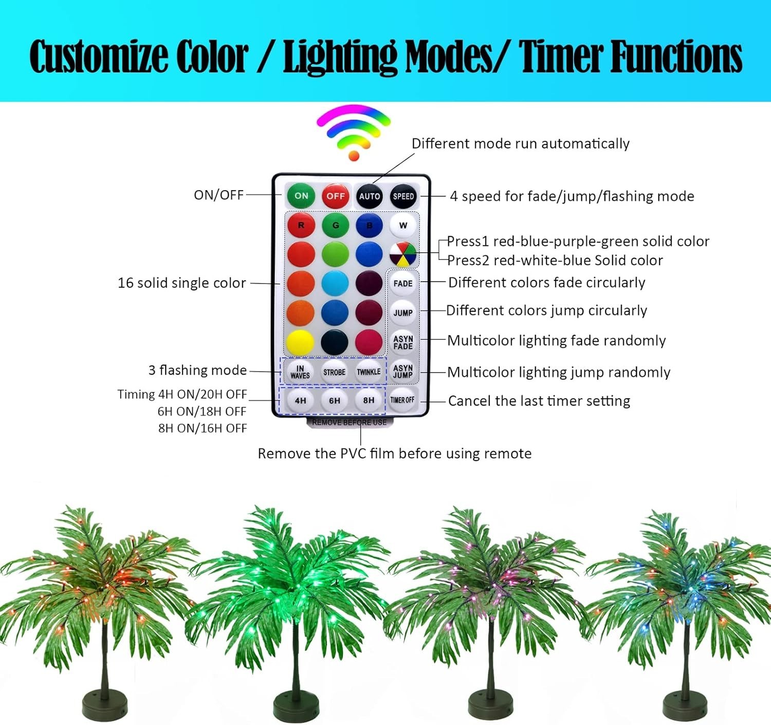 Vibrant 23-Inch Color Changing Palm Tree – Perfect Gift for All Occasions