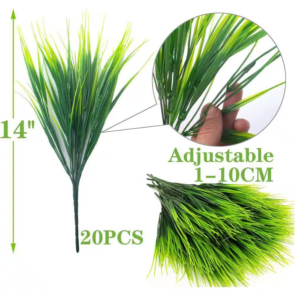 14 In. Green Outdoor Artificial Wheat Grass Greenery Plants 20-Bundles