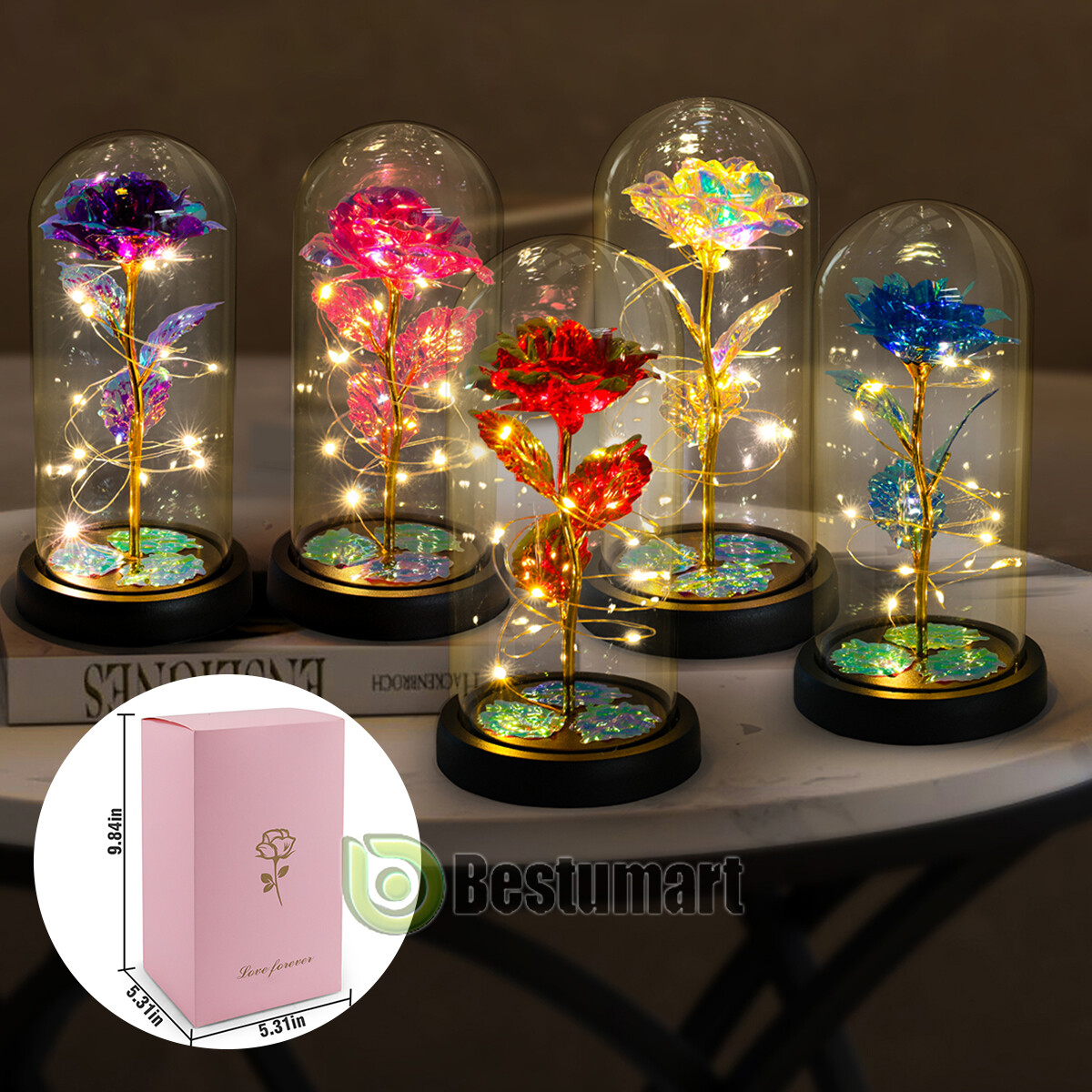 Valentines Day Gifts for Her – Crystal Galaxy Enchanted LED in Glass Rose Gifts