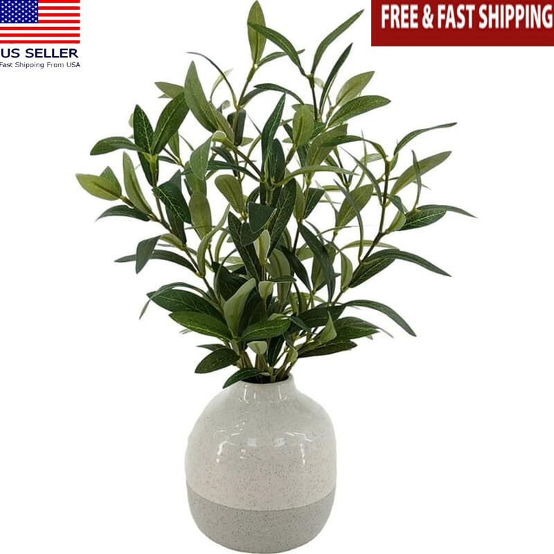 Artificial Olive Plant ＆ 2-Tone Ceramic Vase Indoor Decor Home Office Dorm New