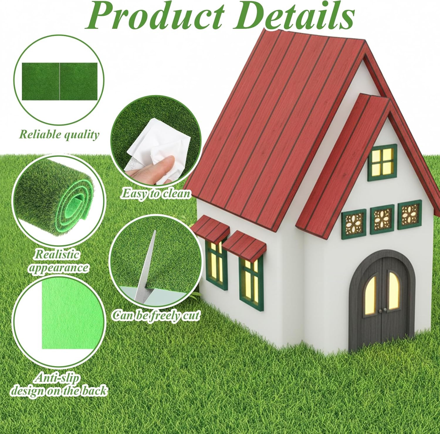 2 Pcs 12X12 Inches Fake Grass for Crafts Artificial Grass Mat Grasses Squares Pl