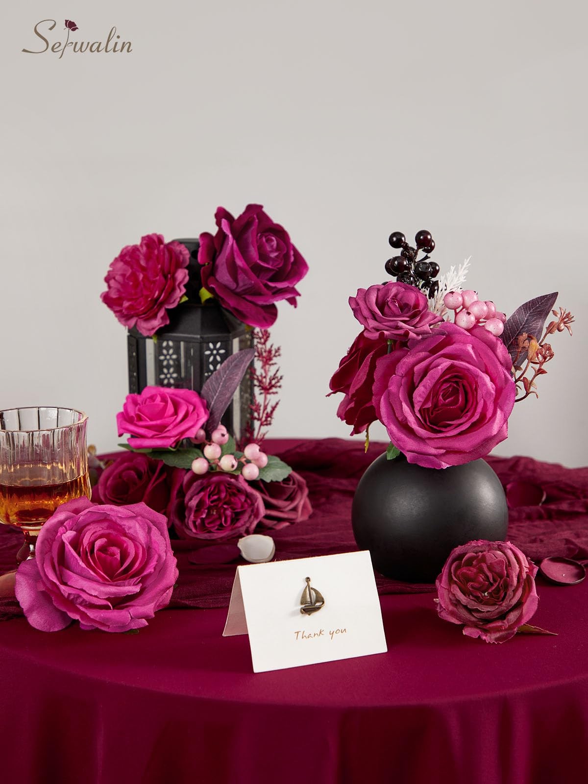 Artificial Flowers Dark Magenta Hot Pink Fake Wedding Flowers Silk Flowers Fa…