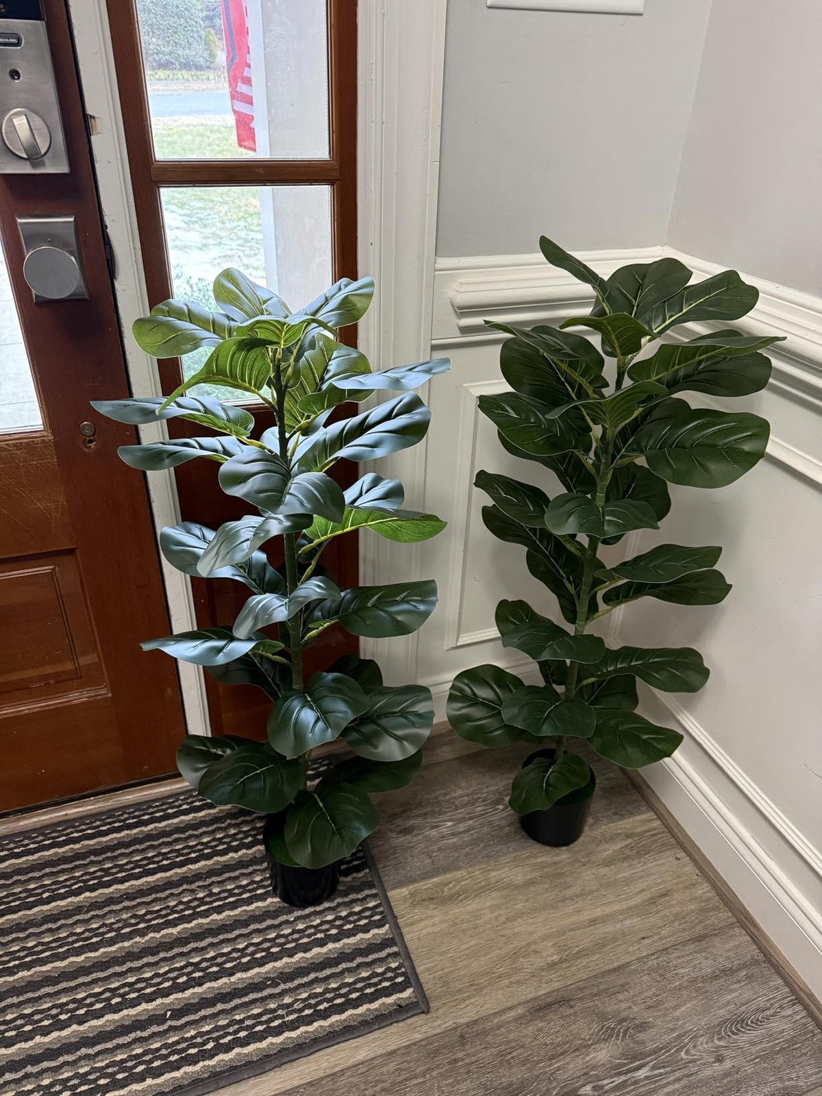 Best 2 Pack Faux Fiddle Leaf Fig Tree – 40″ Fake with Black Planter & Artificial