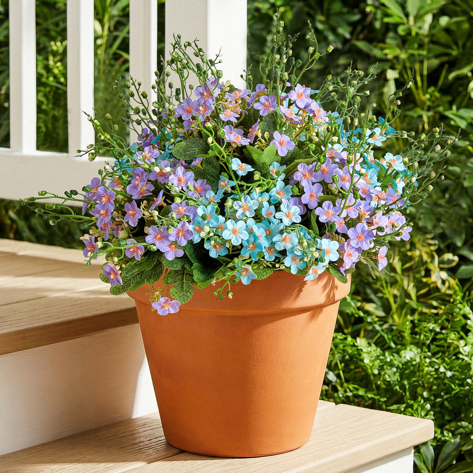 Artificial Flowers Plants for Outdoors, Fake Flowers Blue & Purple Forget-me-…