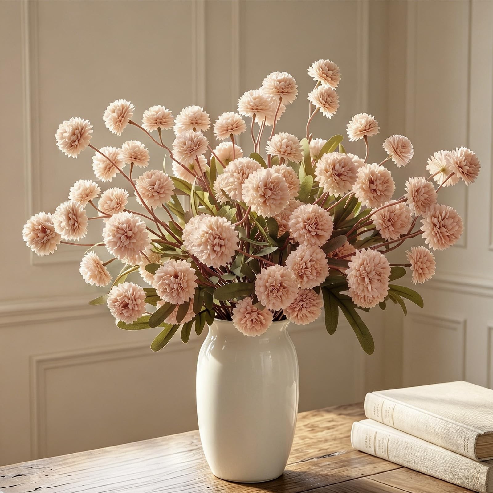 12Pcs Faux Silk Pompon Mum Artificial Flowers for Vase,Artificial Silk Chrysa…