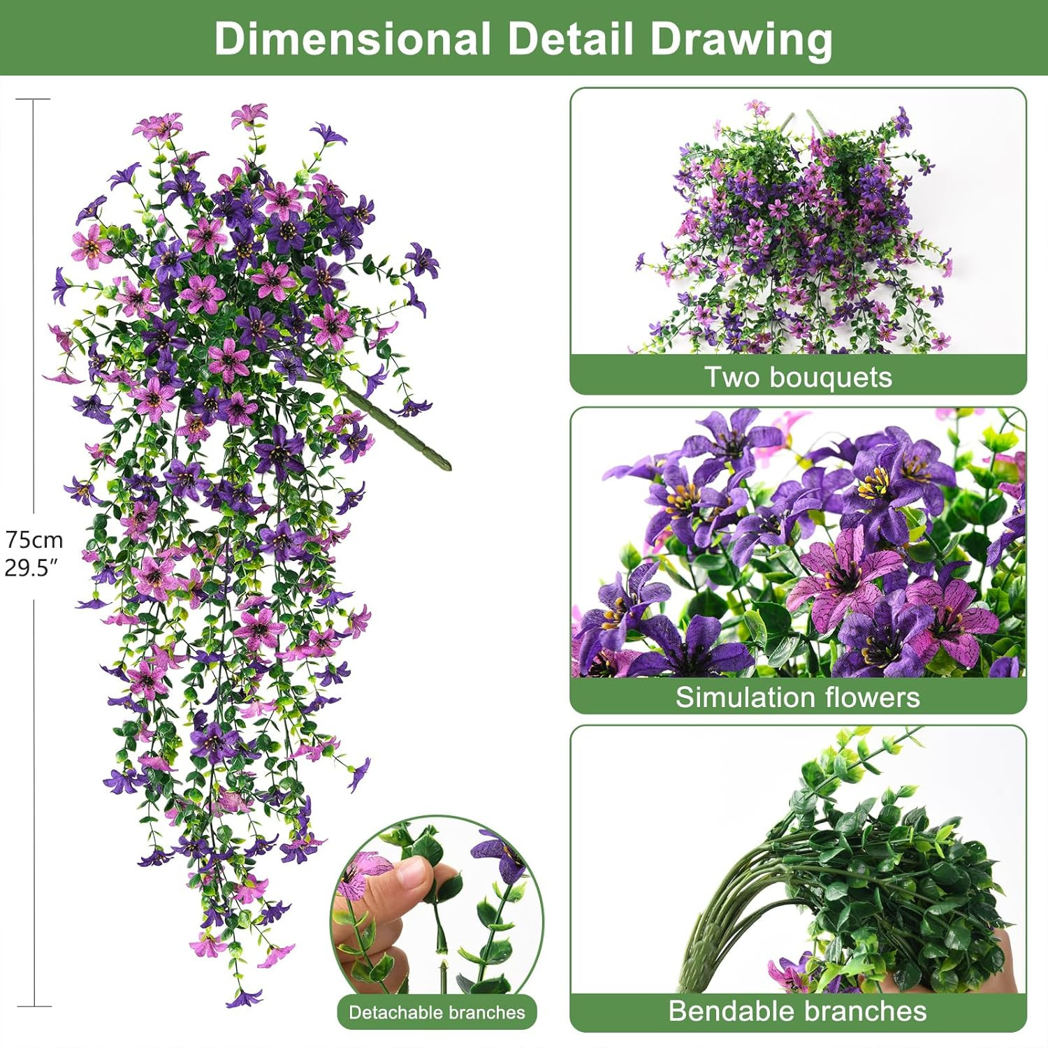 Artificial Hanging Daisy Plants UV Resistant Outdoor Patio Balcony Decor