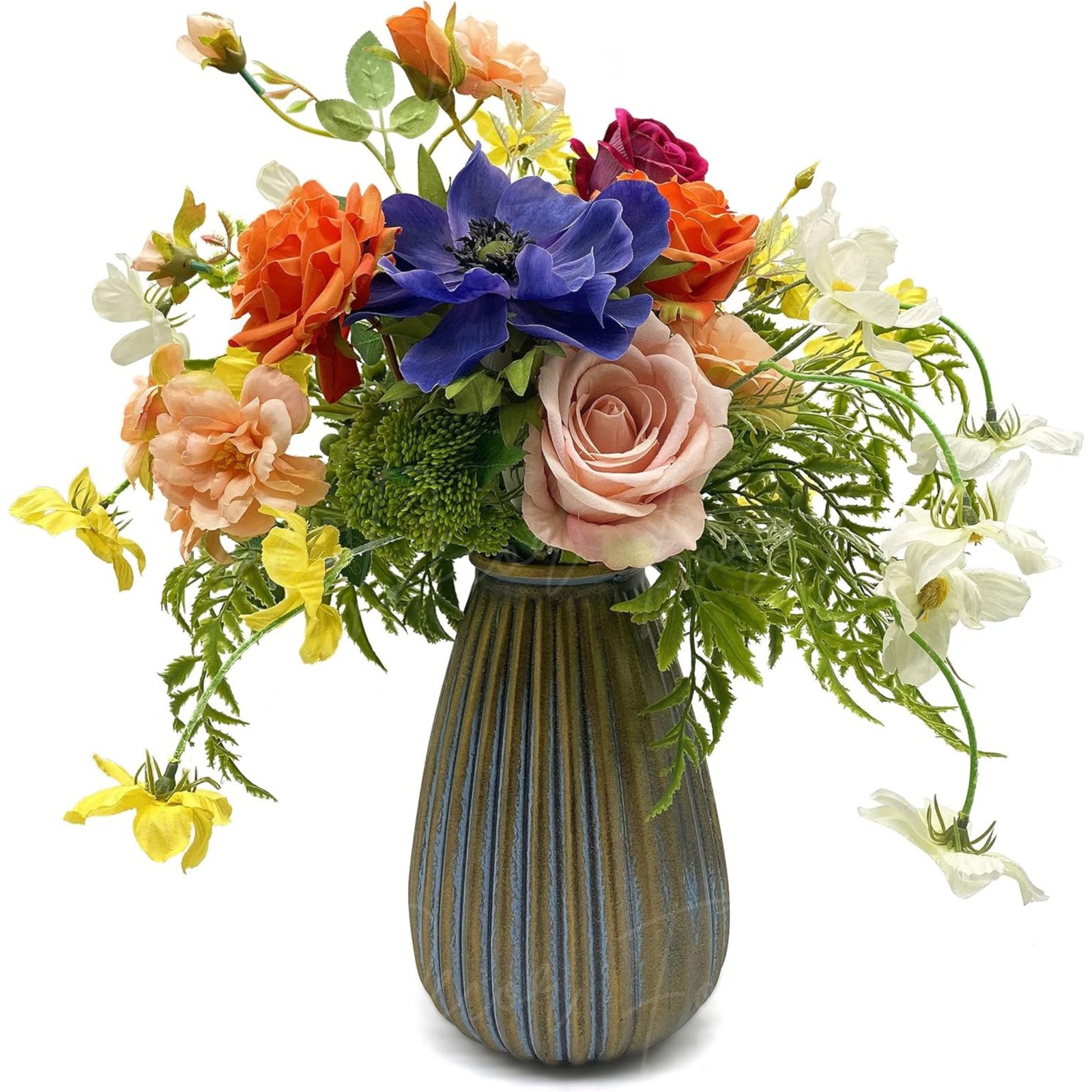 Artificial Spring Floral Flower Arrangement Ceramic Vase Centerpiece Home Decor