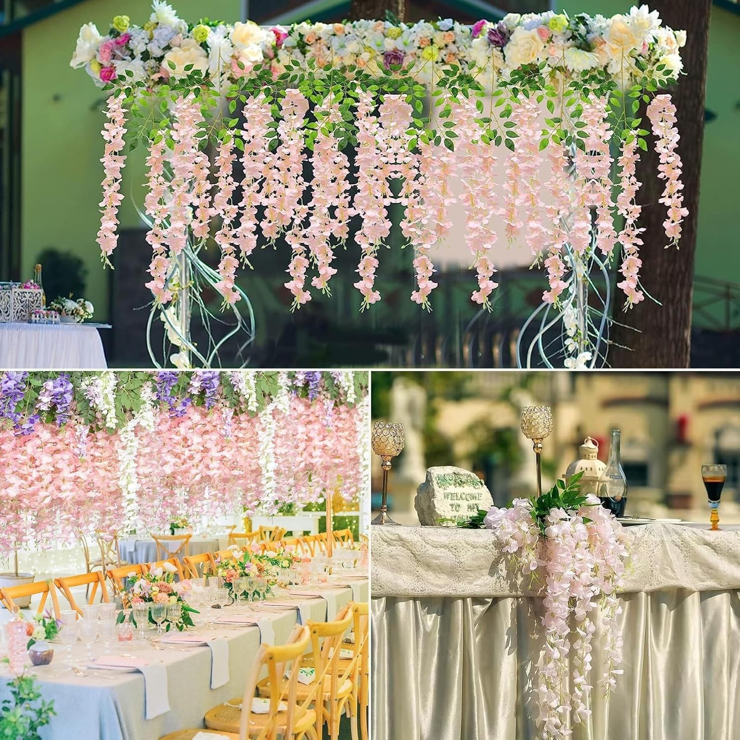 Lifelike 12 Pcs Wisteria Hanging Garland – Perfect for Wedding & Party Decor