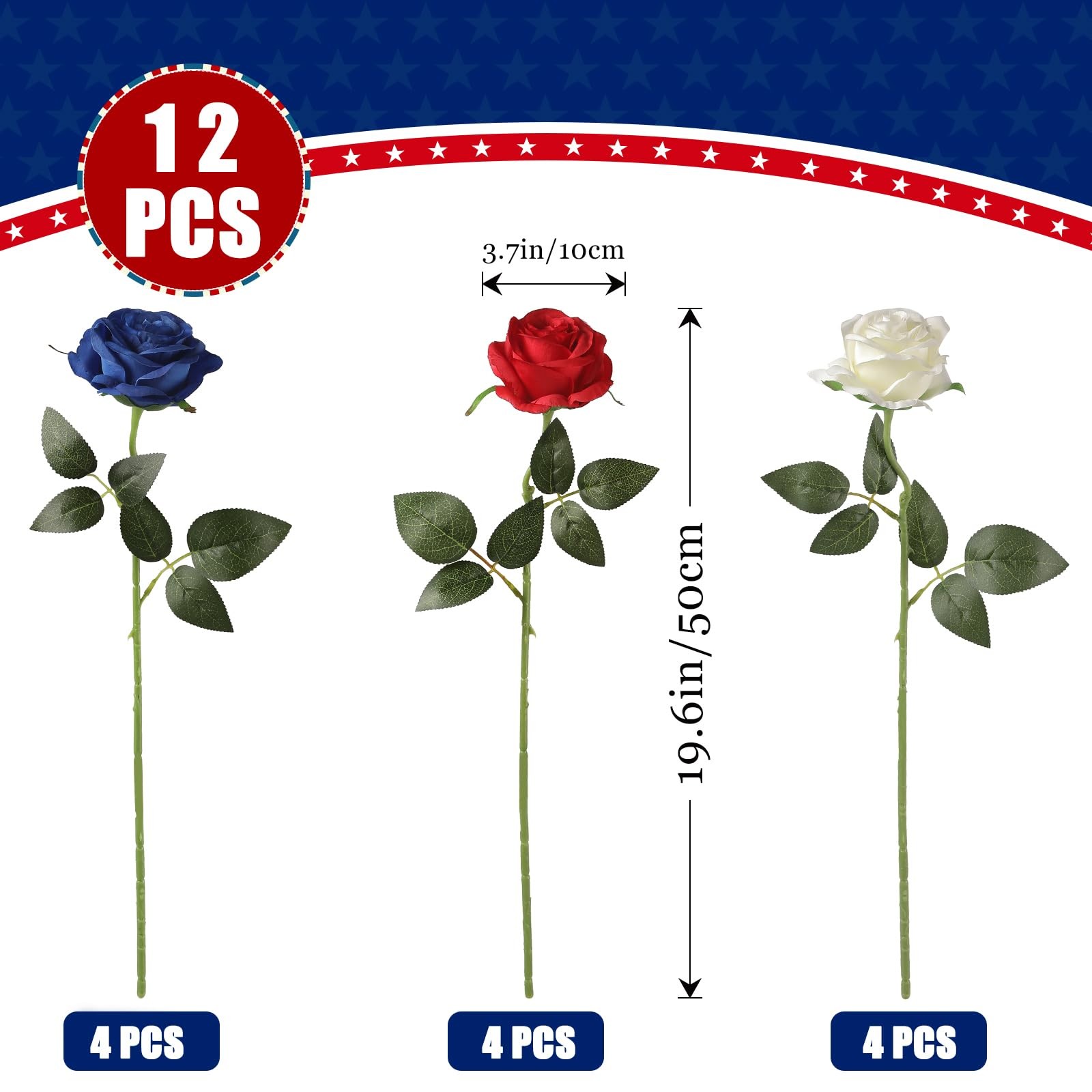 12PCS Artificial Silk Flowers Realistic Roses Bouquet Long Stem for Home Wedd…