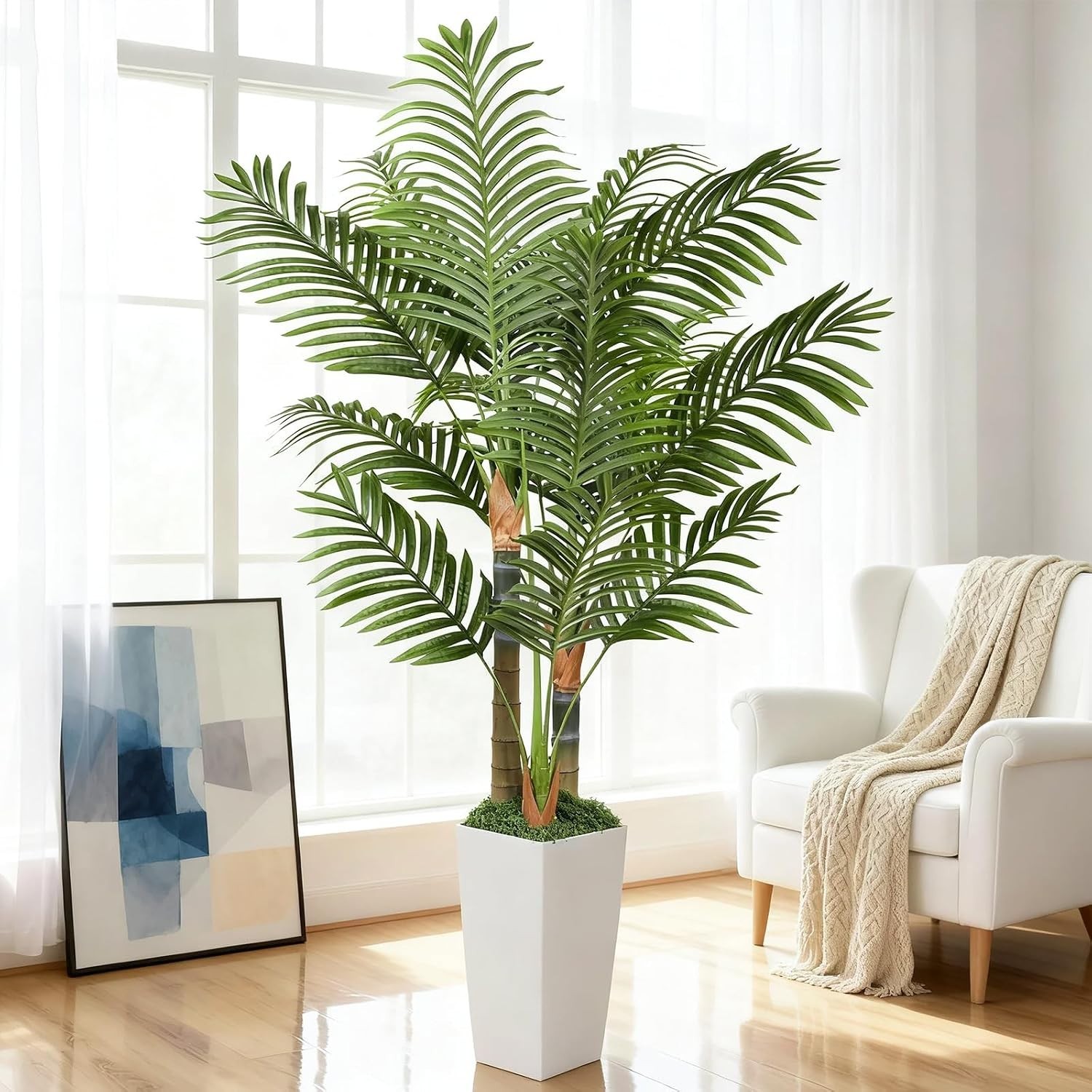 Durable 5ft Artificial Palm Tree – All-Season Indoor Plant with Pot Included
