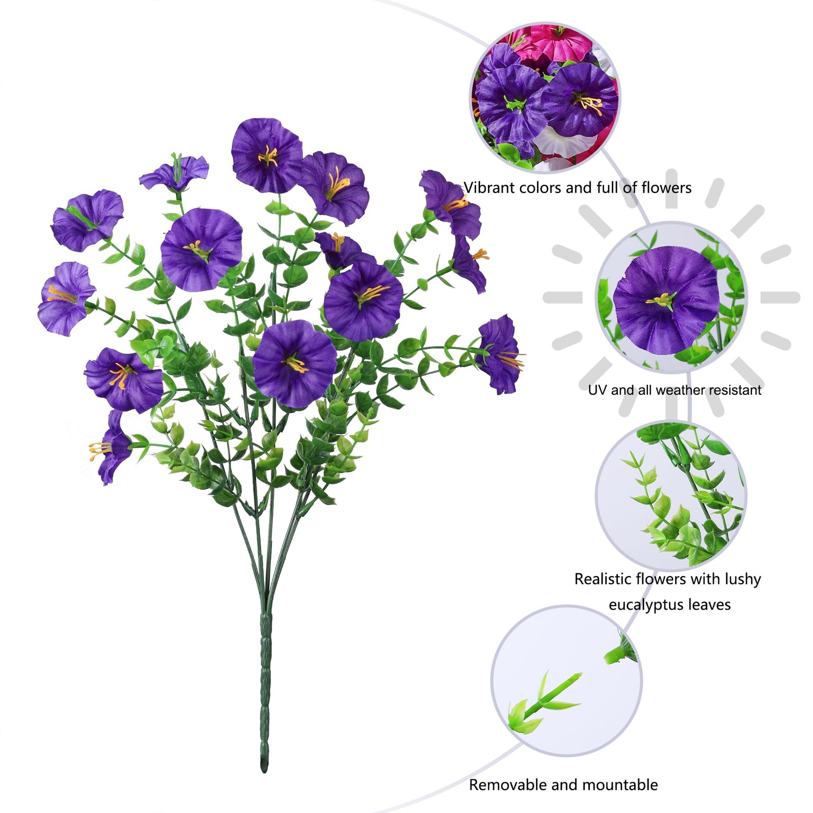 24 Bundles Artificial Flowers for Outdoors Spring Plants Outdoor Decor, Faux …
