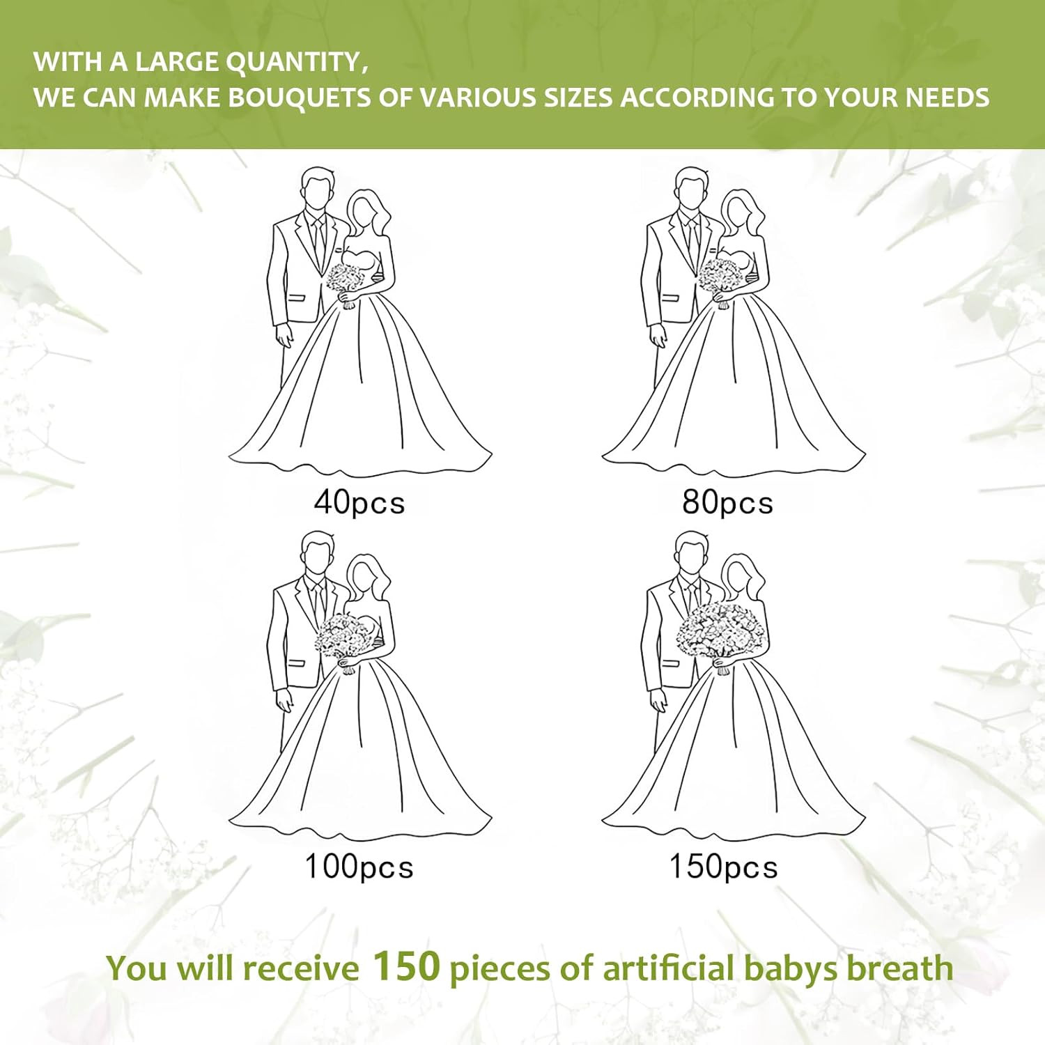 150 Pcs Babys Breath Artificial Flowers,White Baby Breath Flowers Artificial Bul