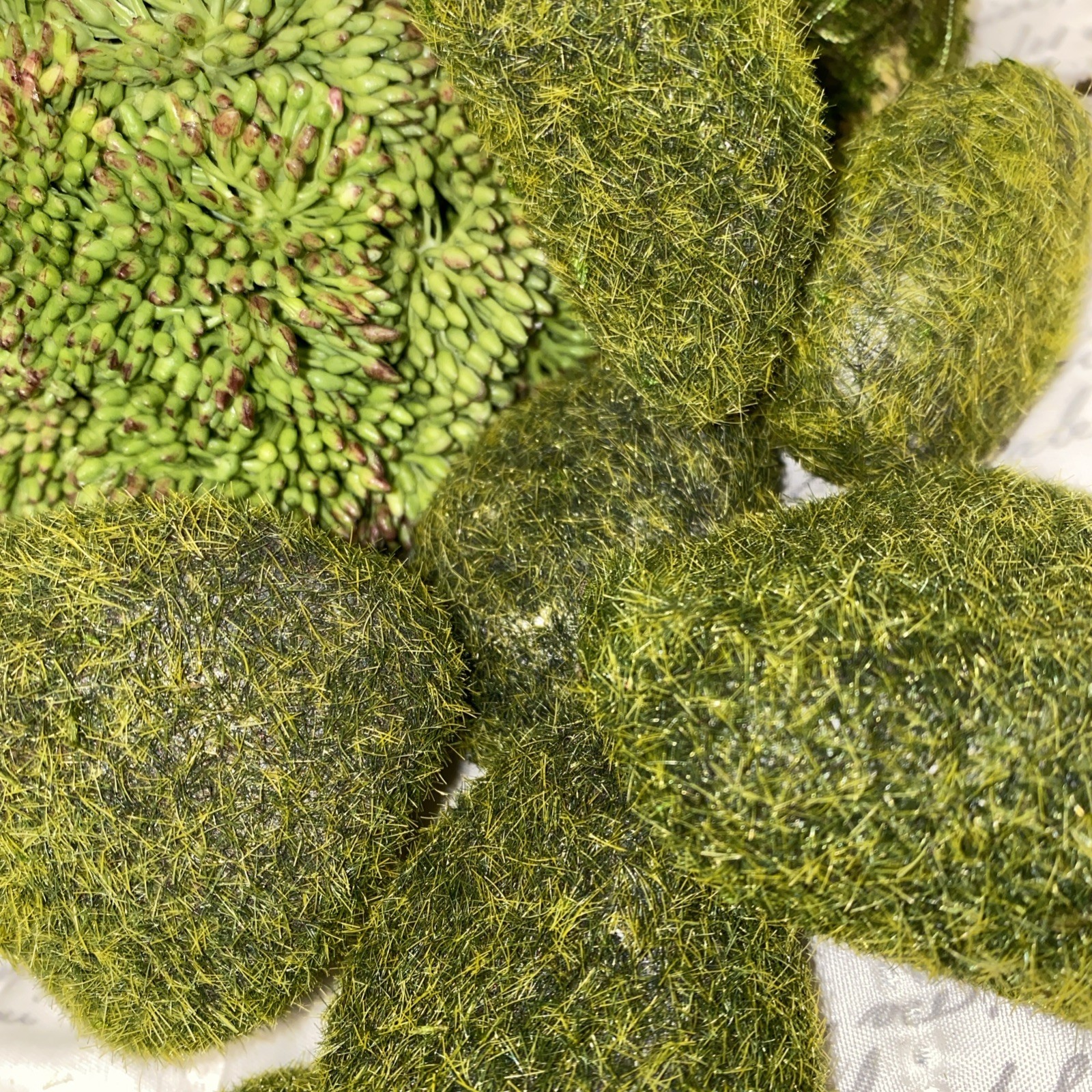 Faux Moss Covered Rocks Stones Balls Display Fairy Garden Greenery