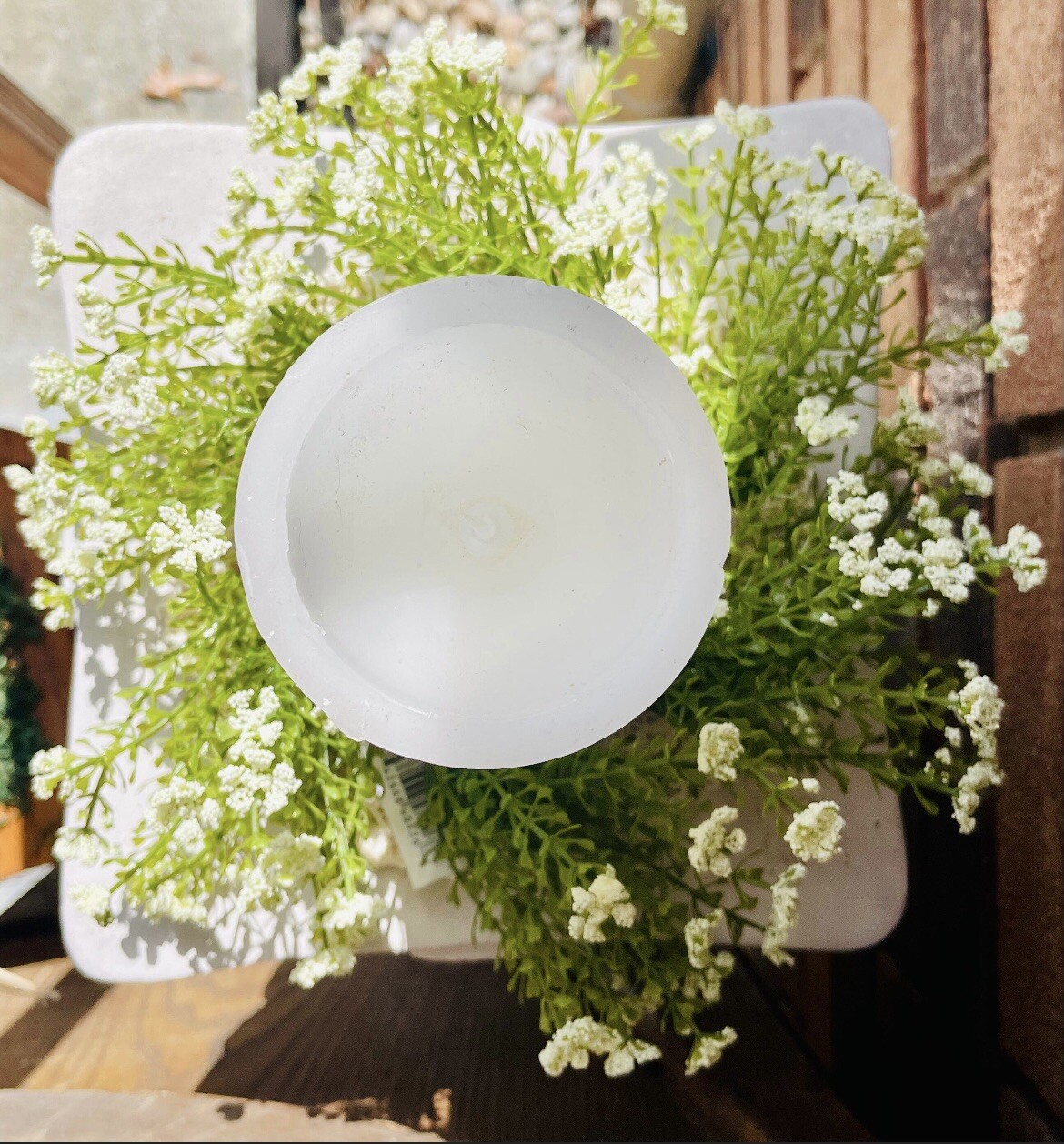 Astilbe Country Farmhouse Small Wreath Ring White Flowers NEW