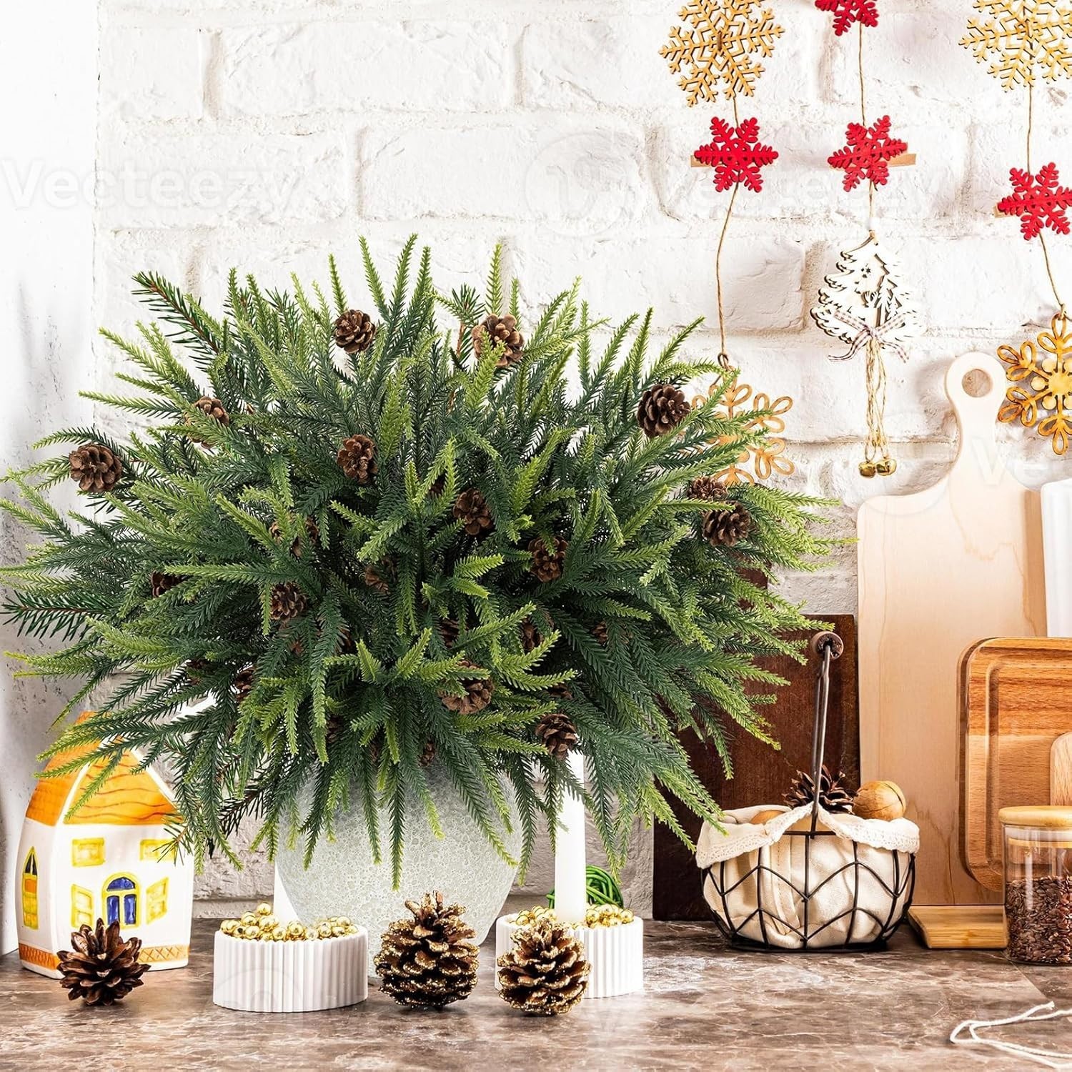 18 Pcs 24in Norfolk Pine Artificial Branches – Perfect for DIY Christmas Decor