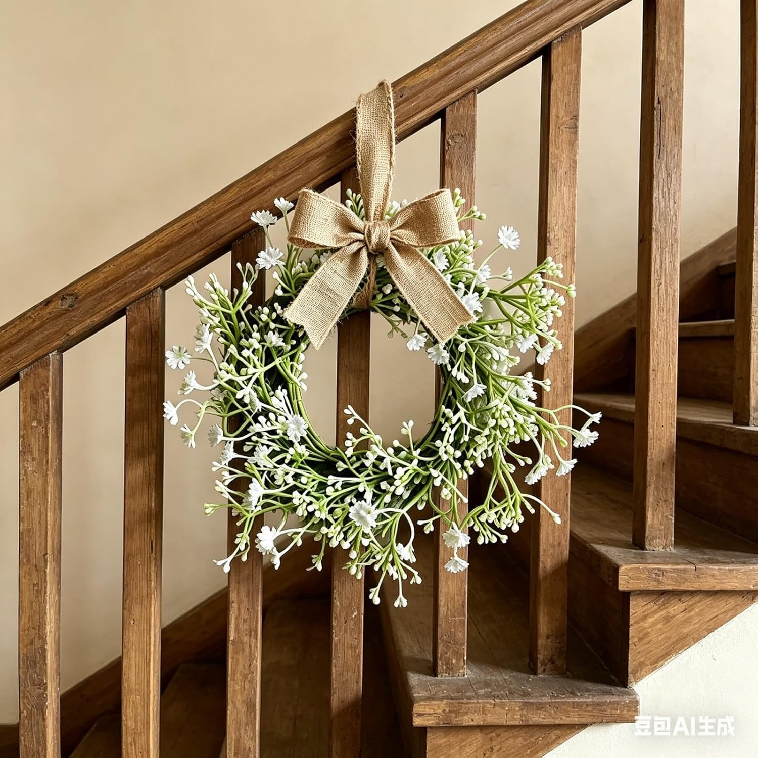 6 Pcs Mini Baby Breath Hanging Wreaths Gypsophila Candle Rings Pillar Holder
