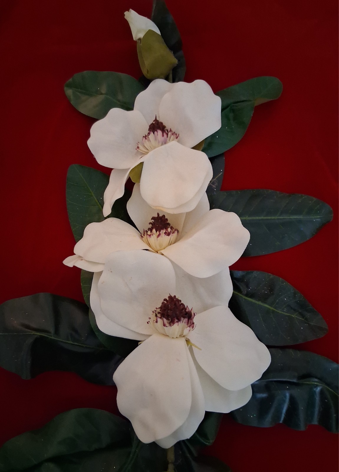 24″ WHITE MAGNOLIA SWAG ARTIFICIAL FLOWER HOME WEDDING CENTERPIECE DECOR