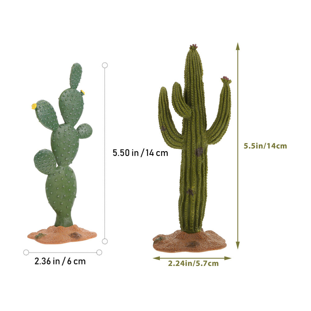 2Pcs Simulated Cactus Adornments Lifelike Figurine Desktop Modeling Statue