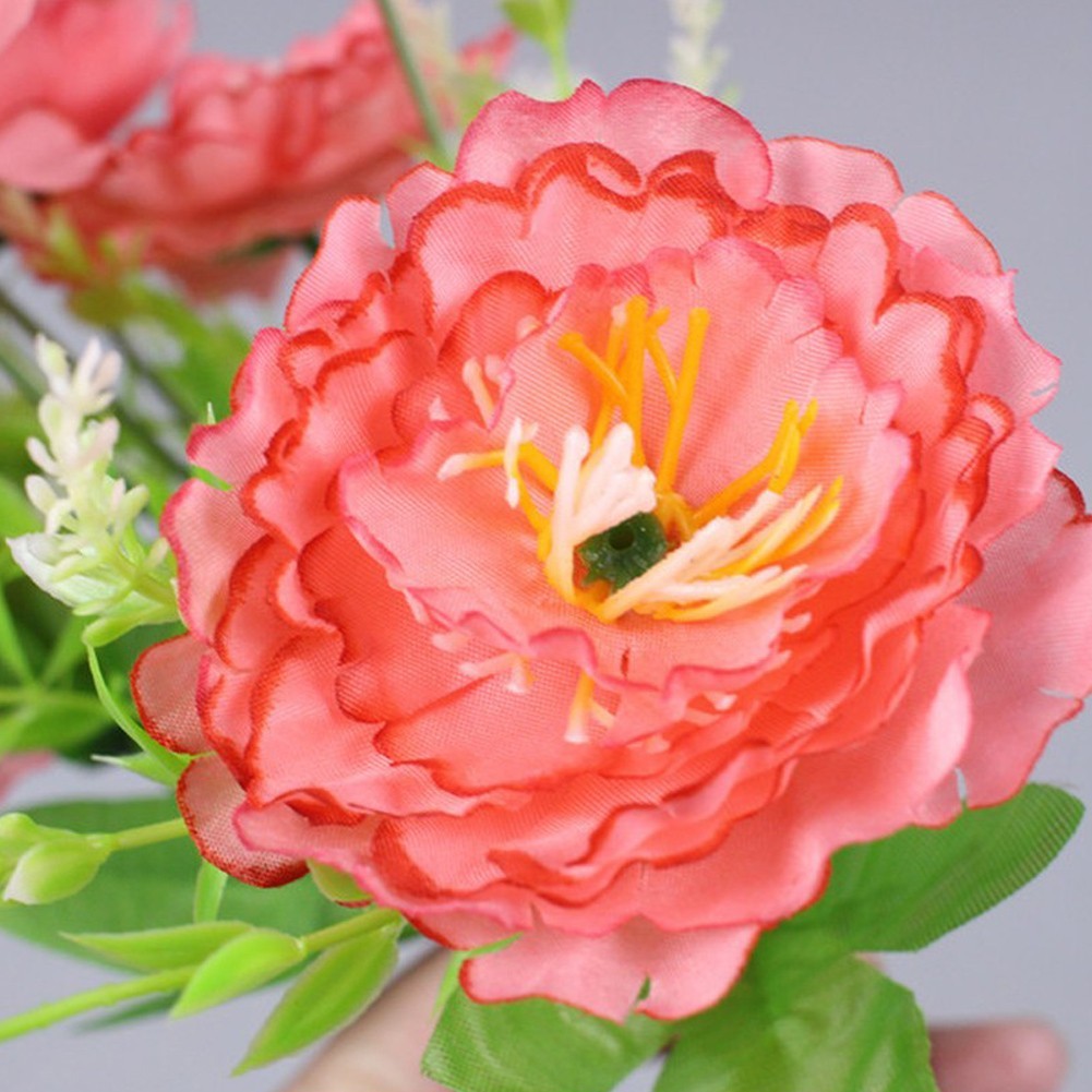 7 Stem Artificial Peony Bouquet with 6cm Blooms for Home Office Party Decor