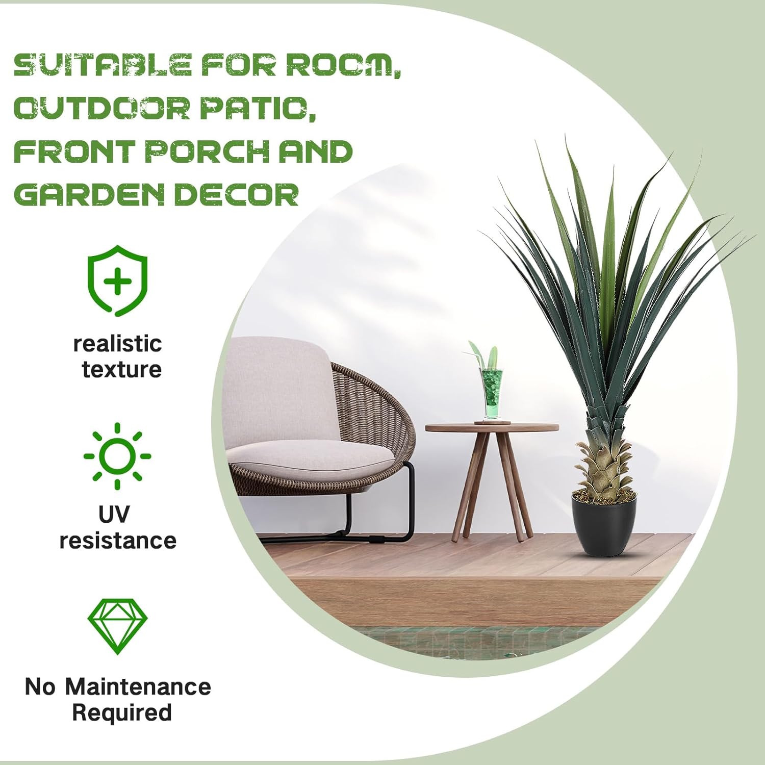4Ft Tall UV Resistant Faux Agave Plant – Realistic Indoor/Outdoor Decor