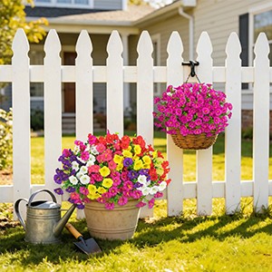 24 Bundles Artificial Morning Glory Flowers for Outdoors, Mixed | Realistic silk