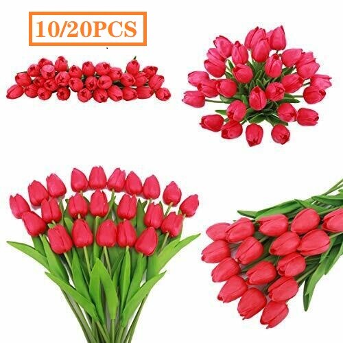 10/20pcs Hawesome Artificial Latex Tulips Flowers Faux Tulip Stems PU Real Touch