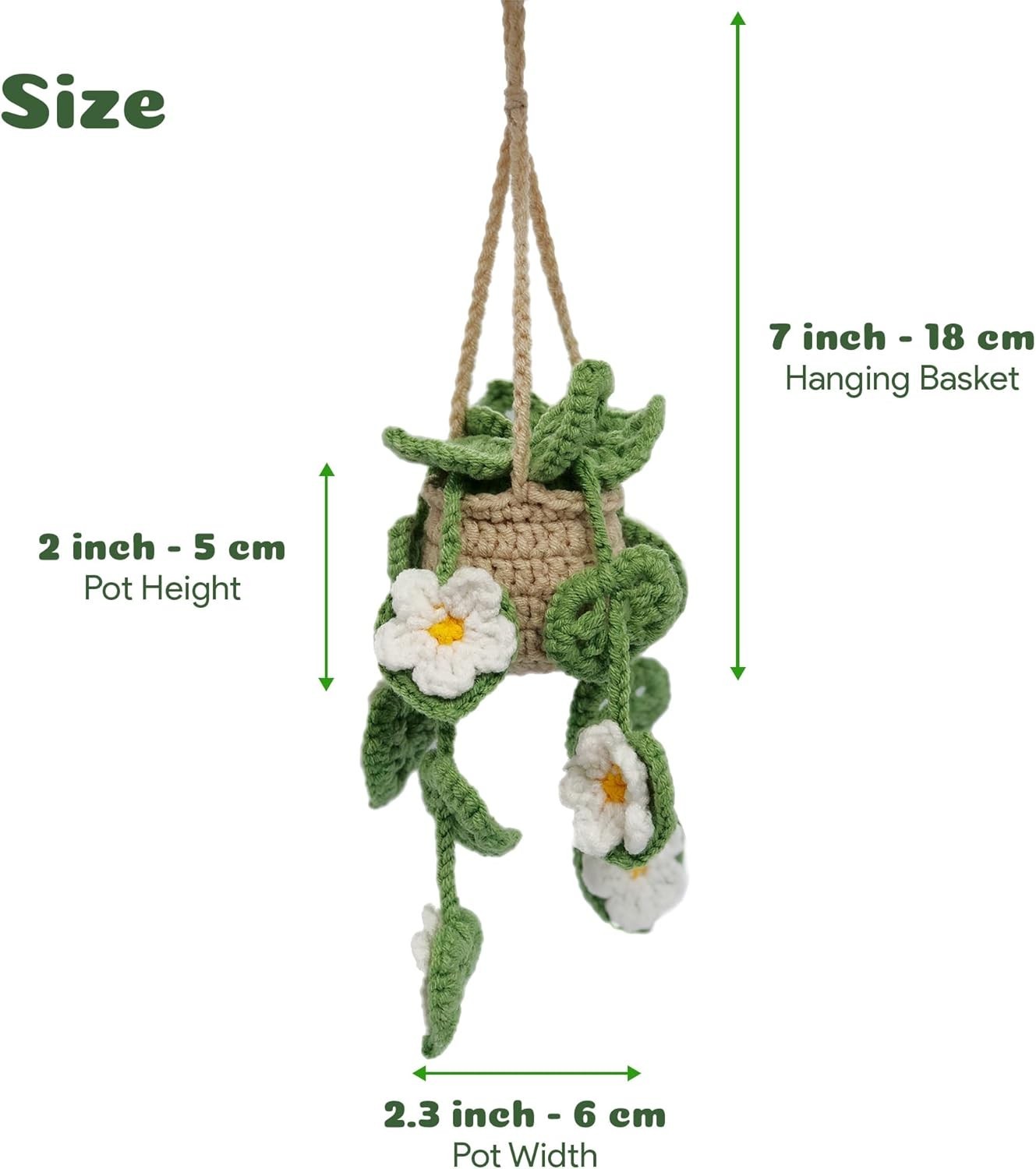 Handmade Crochet Hanging Succulent Car Ornament – Eco-Friendly Gift for Women