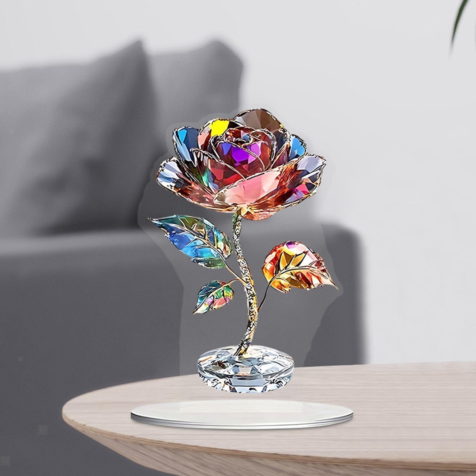 2D Acrylic Rose Decoration Desktop Ornament Home Decoration Artwork Craft