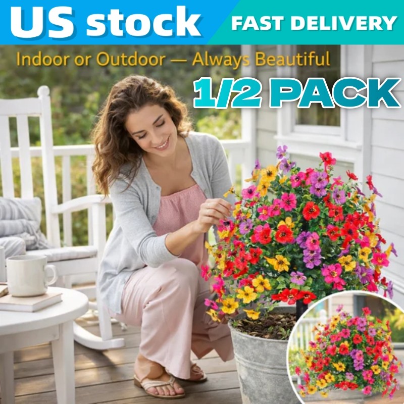 Artificial Violet Flowers with Ground Spike Fake Plants Garden Patio Yard Decor