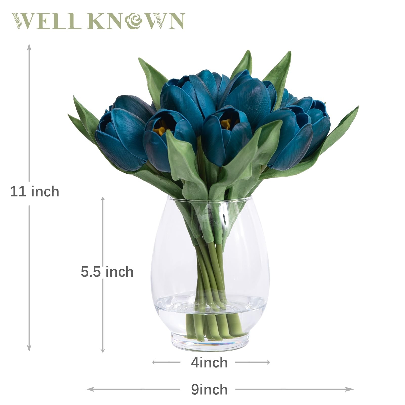 12 Pcs Fake Tulips Artificial Flowers in Vase with Faux Water, Foam Tulip Flo…