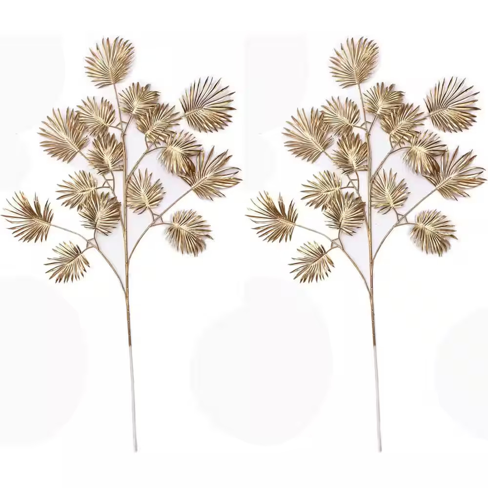 30 In. Artificial Gold Color Family Indoor/Outdoor Plant Type Faux Palm Leaves T