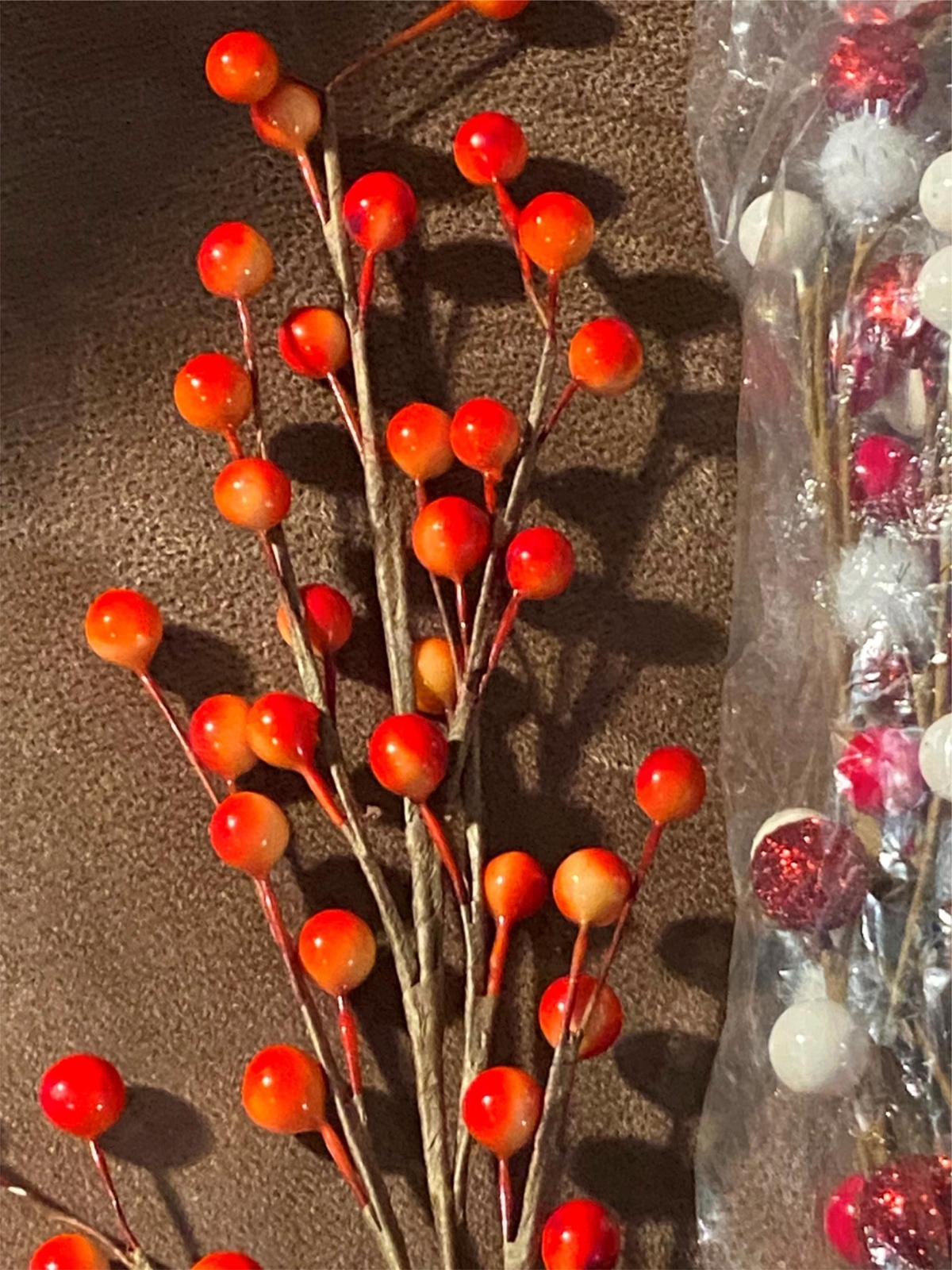 Lot of 2 Artificial Flowers Christmas Holiday Berries Bloom Room Decorations