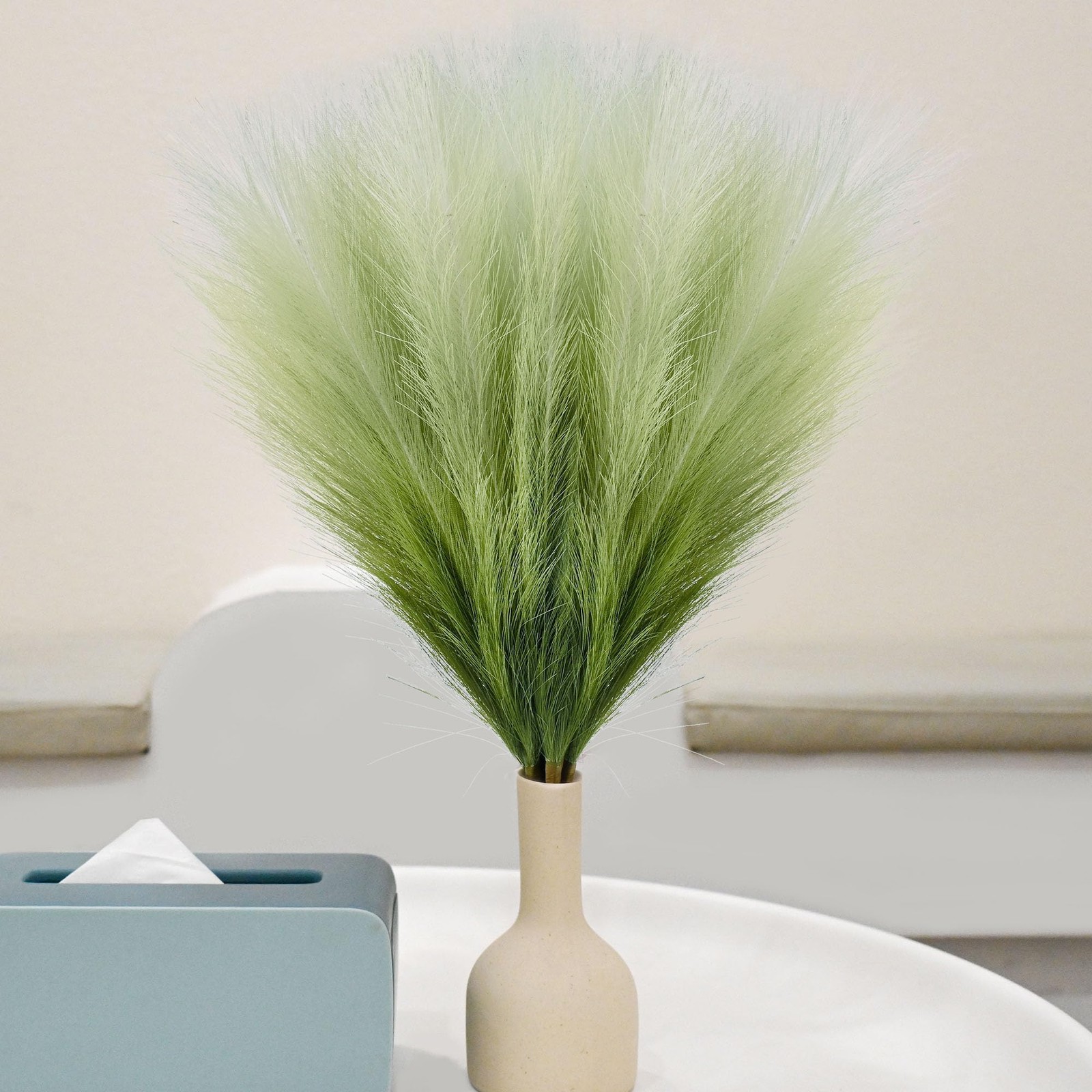 6 PCS Faux Pampas Grass Arrangement – 18″/45cm Artificial Fluffy Pompous Gras…