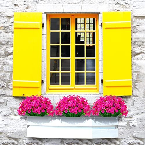 21 Bundles Artificial Flowers Outdoor UV Resistant Silk Flowers No Fade Fuchsia