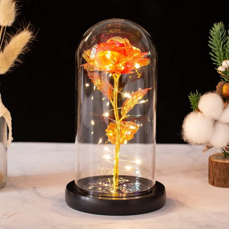 Brand New – Crystal Galaxy Enchanted LED Glass Forever Rose Home Decoration Gift