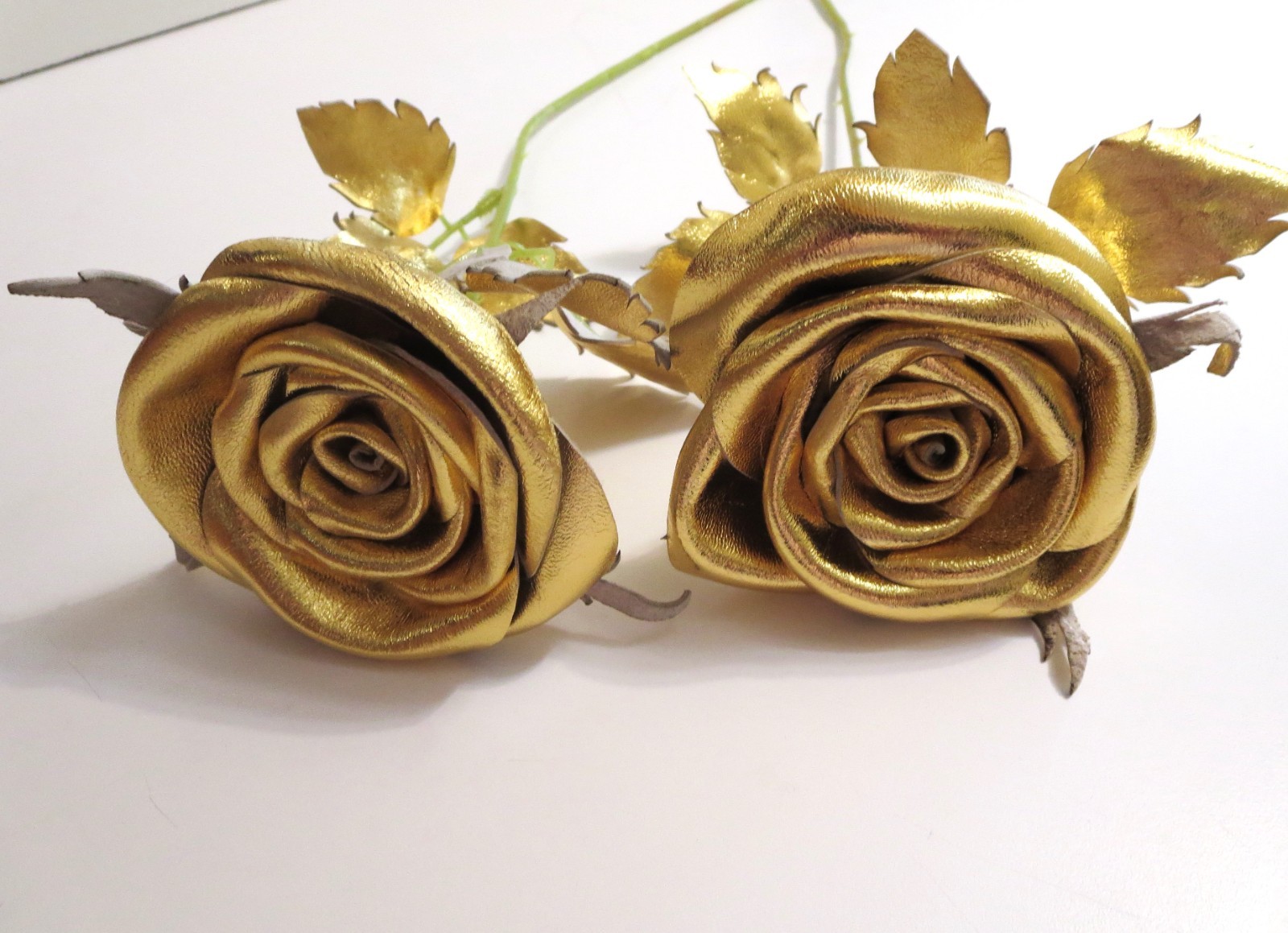 White Leather Rose Third Wedding Anniversary Gift Handmade Leather flower rose